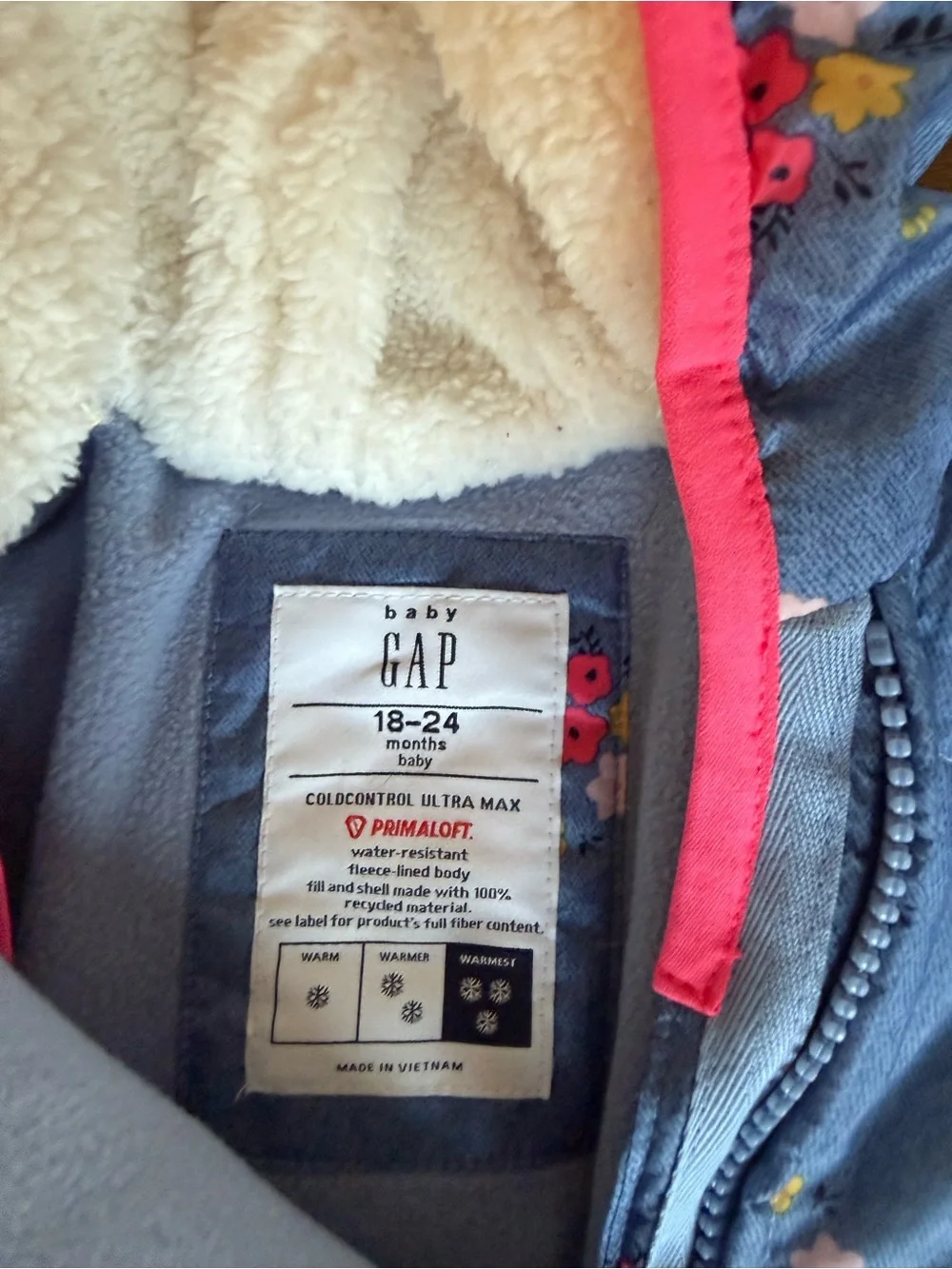Baby Gap, ColdControl Ultra Max Floral Puffer Snowsuit Primaloft, Size 18-24M